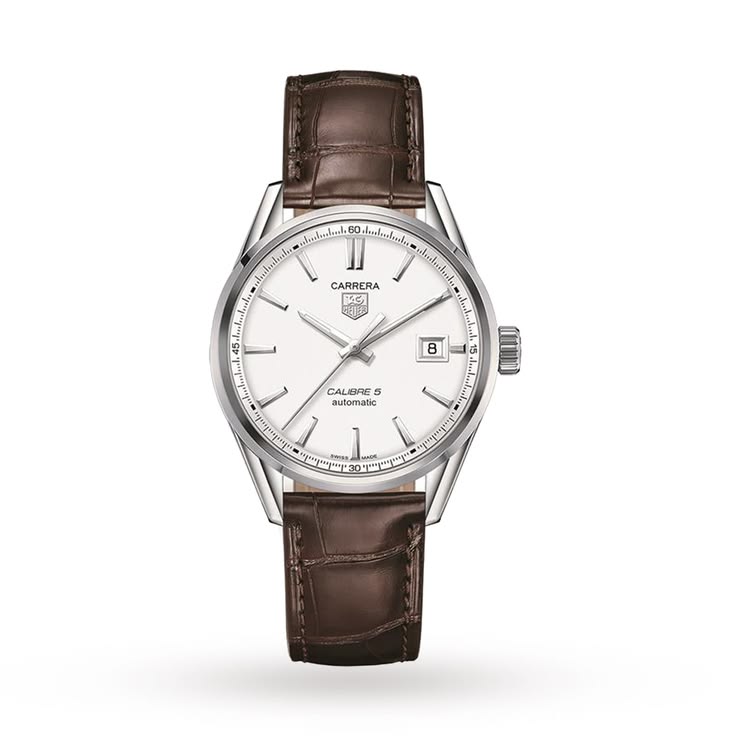 TAG Heuer Carrera Calibre 5 – Silver Dial with Brown Leather Strap